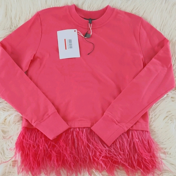 Robert Rodriguez Ostrich Feather Trim Sweatshirt